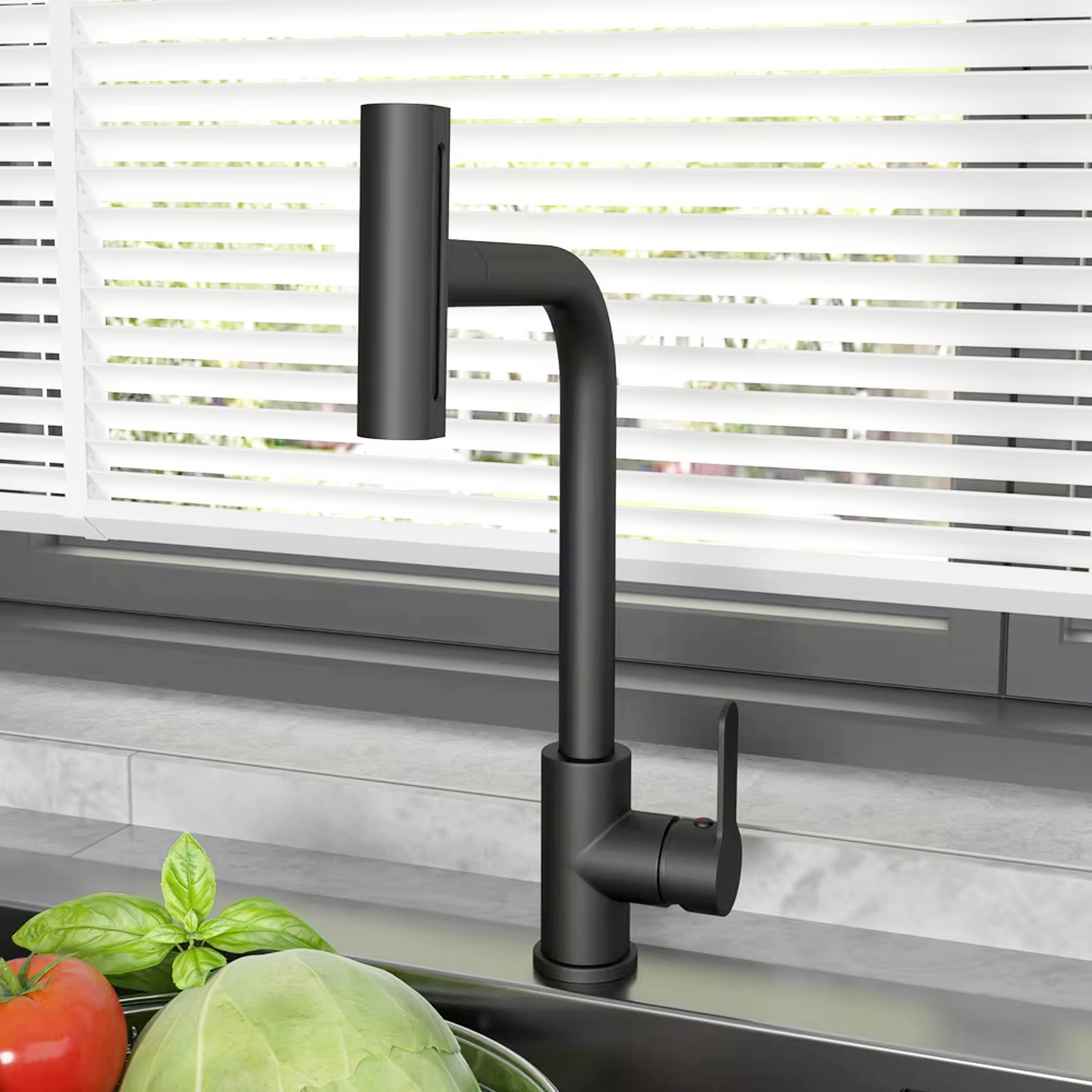 Commercial Kitchen Mixer Tap - Black Pull Out Kitchen Sink Faucet