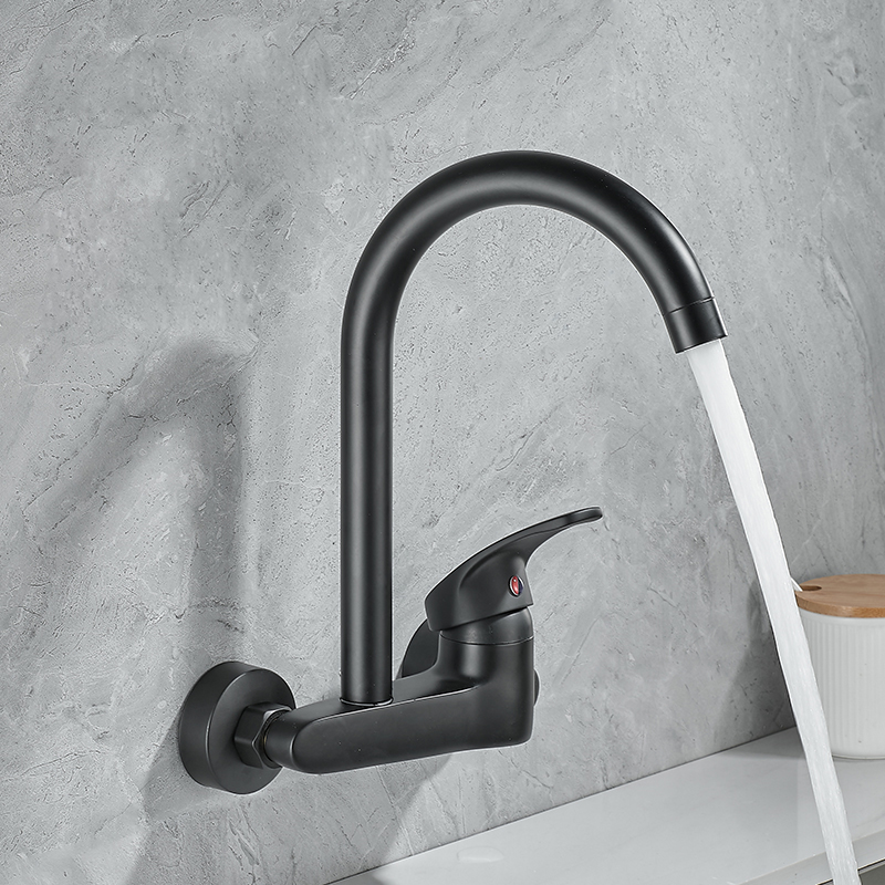 Commercial Kitchen Mixer Tap - BAKALA Black Brass Chrome Taps For