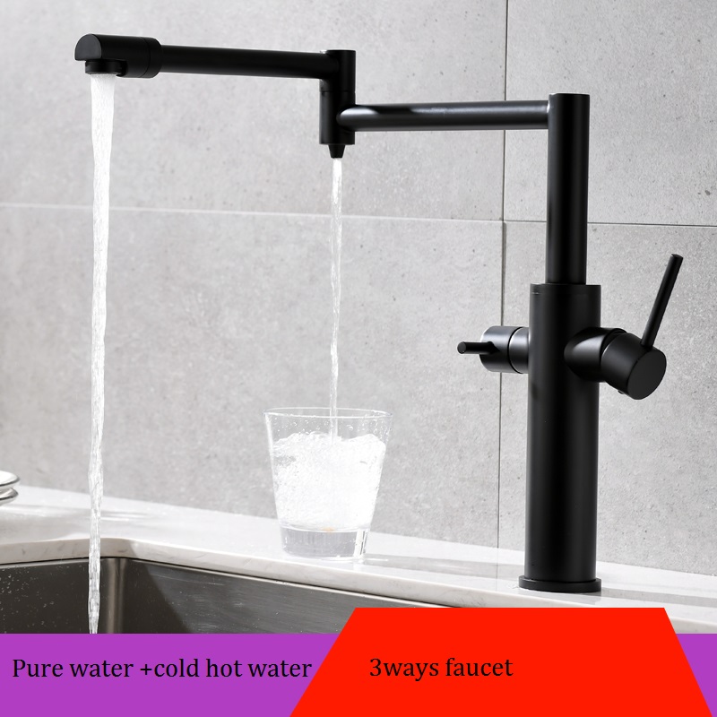 Commercial Kitchen Mixer Tap - MTTUZK Black Brass Hot Cold Pure
