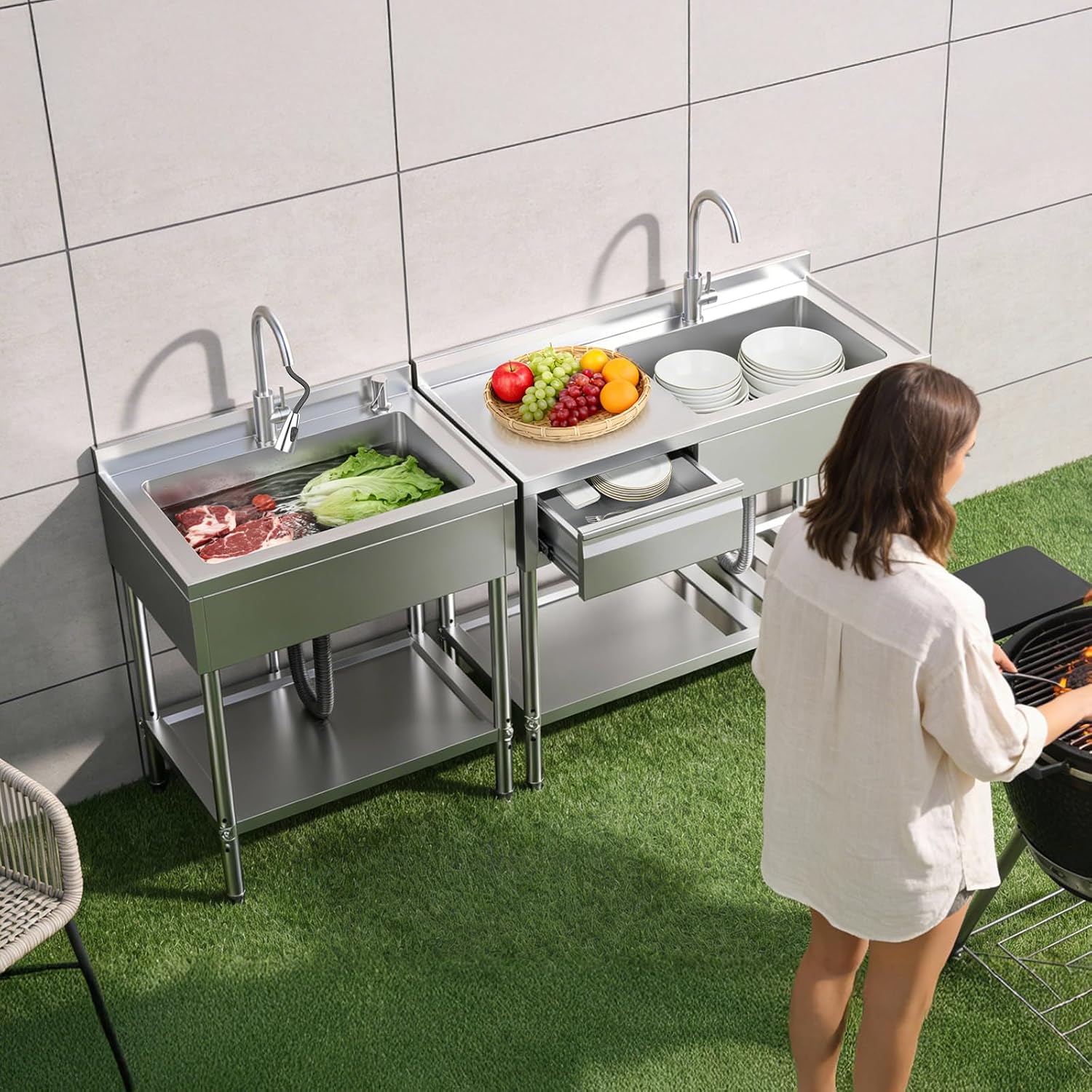 Stainless Steel Utility Sink W - đánh giá và giá Commercial Kitchen Plumbing